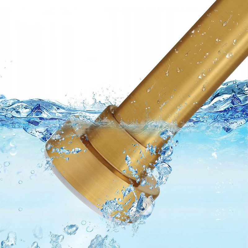 Adjustable Brushed Gold Stainless Steel Tension Shower Rod 34-82 Inches