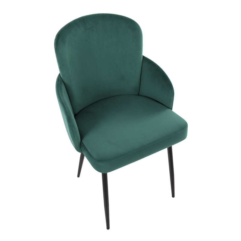 Jaquavia Fabric Upholstered Arm Chair in Cream, Black, Velvet Green