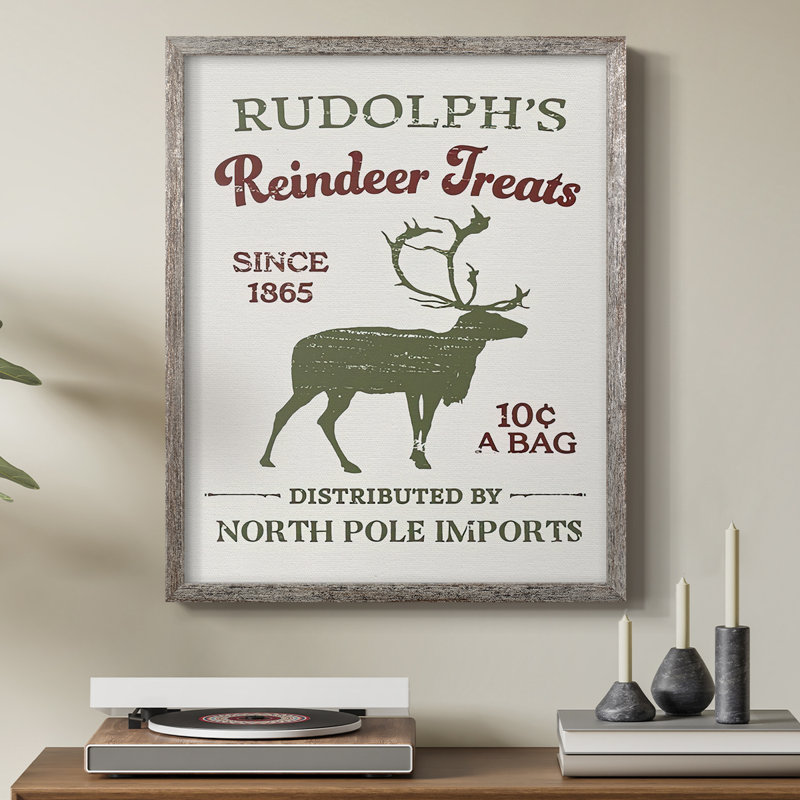 «Christmas Farm Sign Collection», reproduction encadrée en bois massif, H 15 po x l 12 po