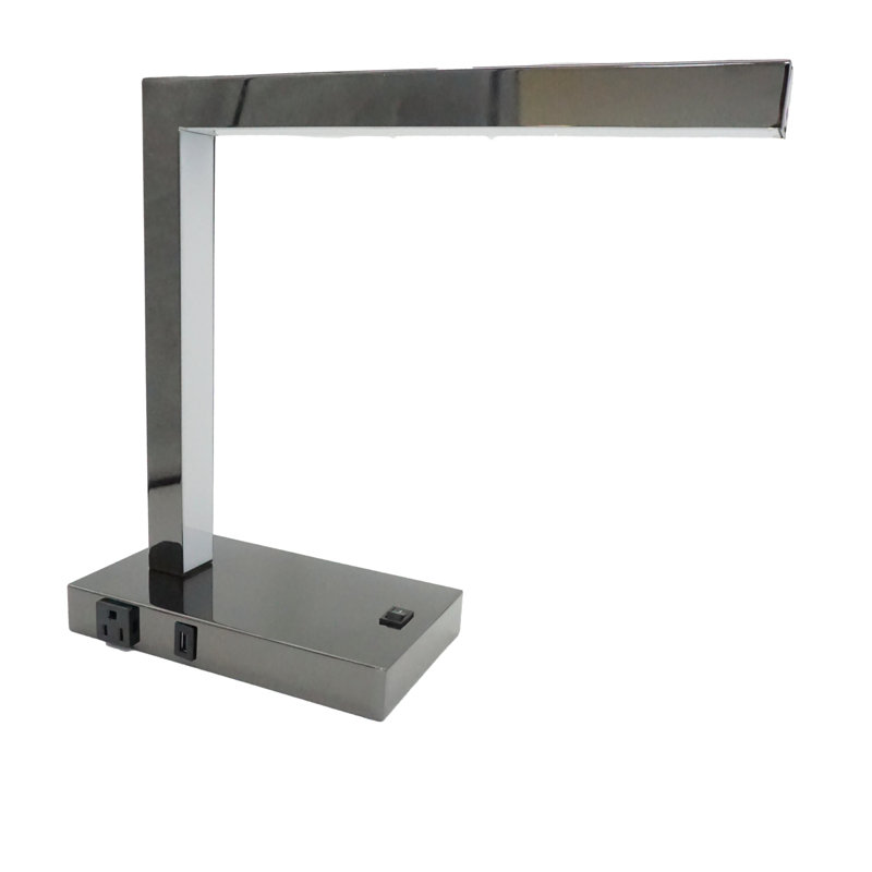 Lampe de bureau moderne à DEL avec prise USB et prise de courant, conception écoénergétique et peu encombrante pour les intérieurs contemporains