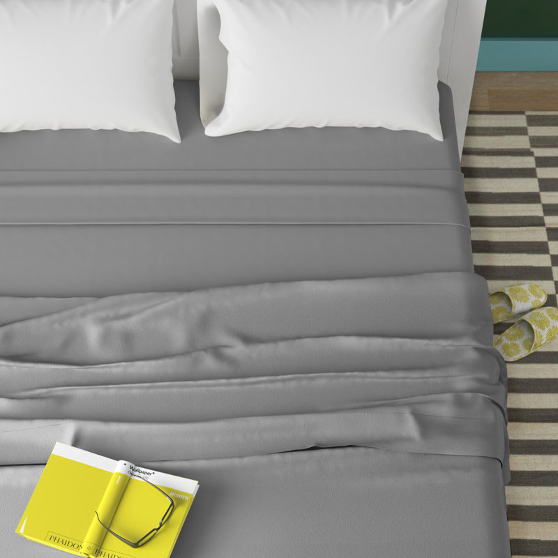 Appletree Bedding 100% Cotton Percale Fitted Sheet, Super King (6'), Silver