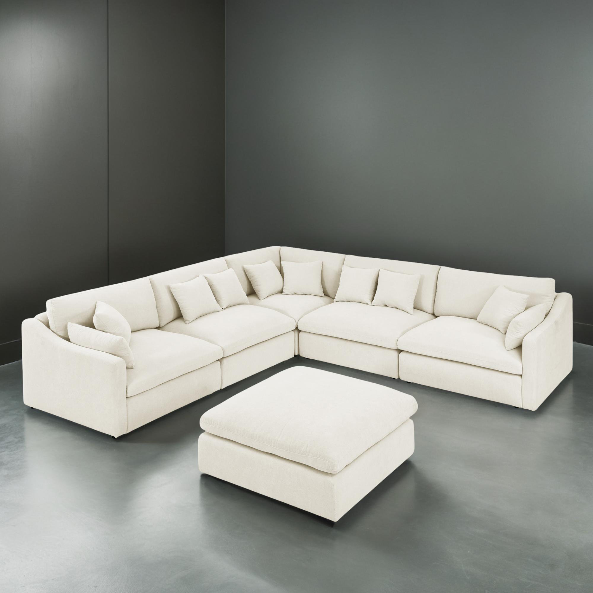 Hokku Designs 119" Wide Modular L-Shaped Corner Sectional Sofa with ...
