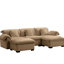 Très grand siège avec coussins moelleux et coussins, sièges de rangement modulaires en U 3 velours brun clair, repose-pieds, sièges