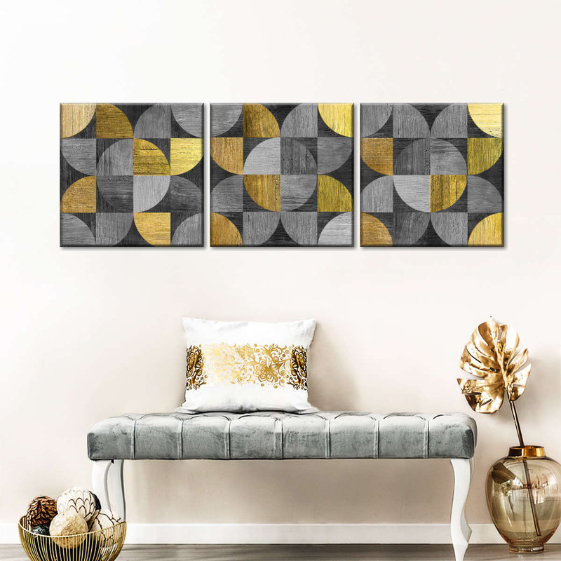 «Abstract Geometric Circles», reproduction sur toile, H 15 po x l 47 po x P 1,25 po