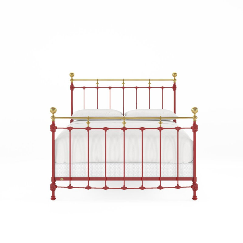 152 Excelsior Bed | Complete Arched Foot, King, Gloss Red/Light Gold