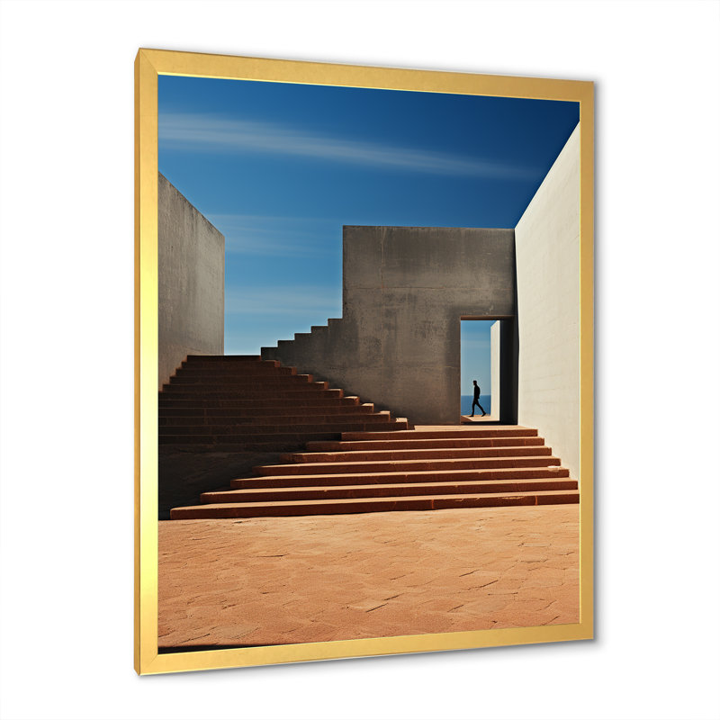 " Minimalism Scenery Building III ", Gold Single Picture Framed, 20" H x 12" W x 1" D