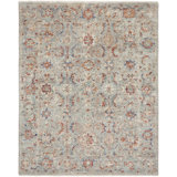Kierian Hand Knotted Wool Flroal Area Rug in Gray