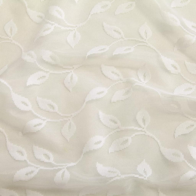 Fingal Semi Sheer Curtain Pair, Leaves Cream, Width 140cm x Drop 175cm