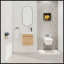 Meuble-lavabo mural 18 po avec lavabo en résine blanche et porte d'armoire à fermeture en douceur 18 po-415802171