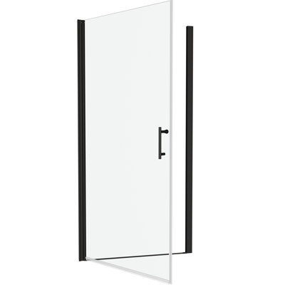 Matte Black Pivot Shower - 1/4" Tempered Glass, Bathroom Fashion Glass Door With Function Decor