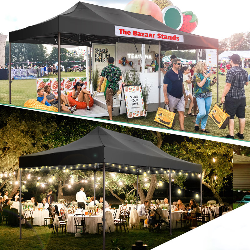 10x20 Pop Up Heavy Duty Canopy, Commercial Outdoor Tent for Parties All Weather, Black