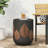 Boho Style Lightweight Concrete Side Table with Two-Toned Finish and Leaf Pattern, Perfect for Outdoor and Indoor Use