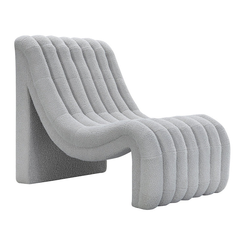 Chaise Chichi en chenille martelée, Mélange de polyester gris