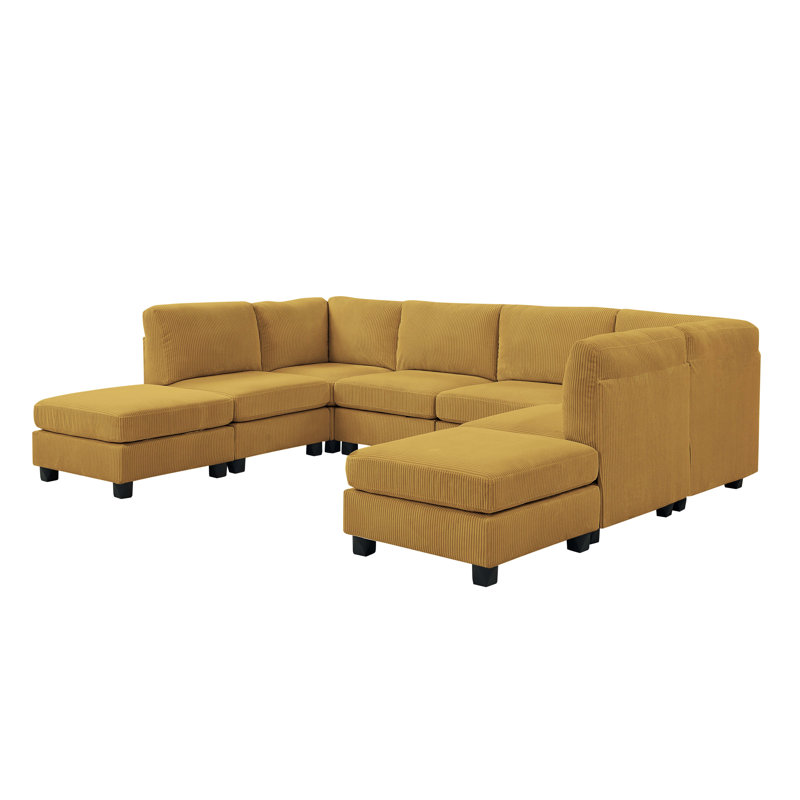 Corduroy Sectional Reversible, Ginger