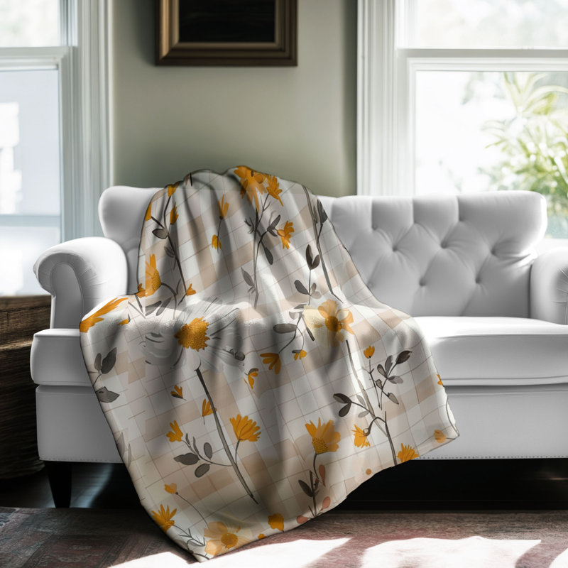 Chequer Bloom - couverture sherpa de qualité supérieure 1 pièce, L 50 po x L 60 po
