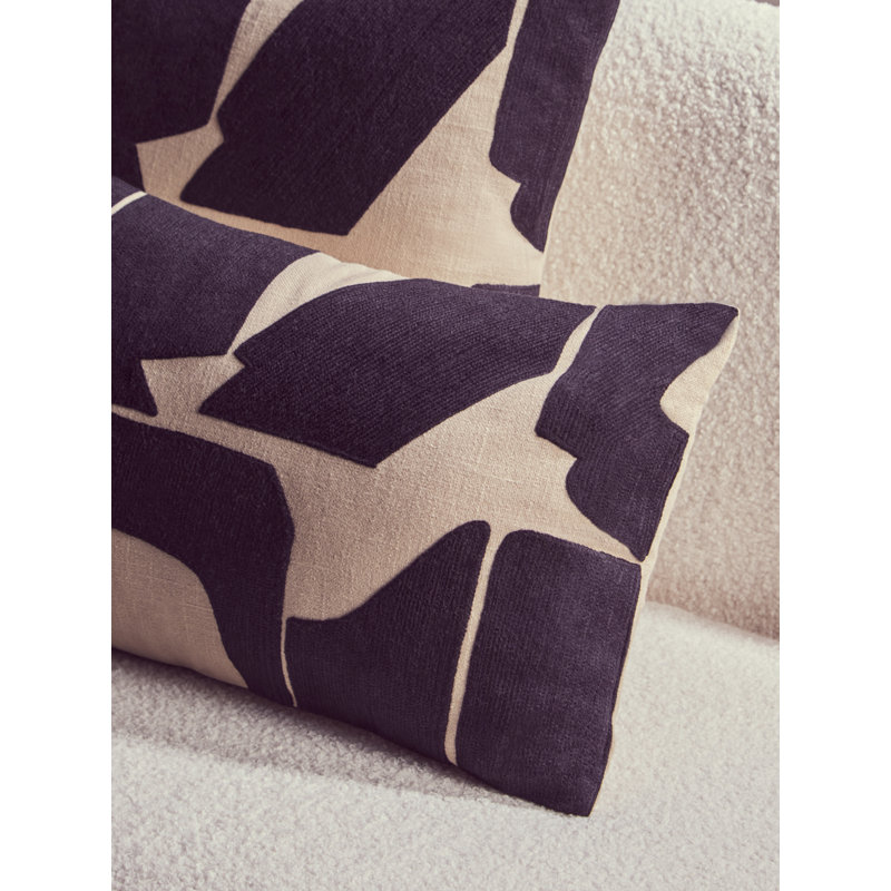 Dequisha Abstract Cushion, Black/Beige, Rectangle 30cmH x 50cmW
