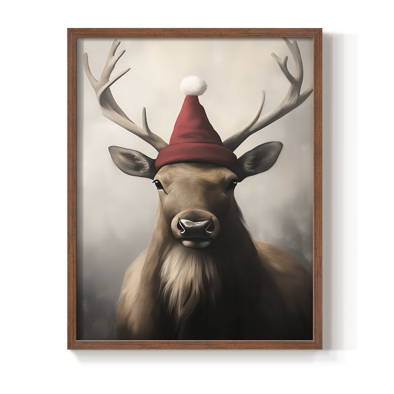 «Christmas Holiday Art», série 2-XCV, reproduction encadrée - bois massif, H 15 po x l 12 po, Noyer