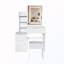 Bureau de coiffeuse à miroir à DEL avec support pour sèche-cheveux, prise de courant et fauteuil-1093615080