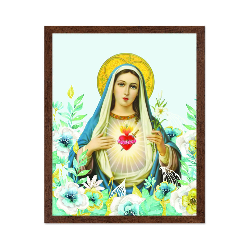 Cœur immaculé de Marie, H 18 po x l 24 po, Affiche, Encadrement brun