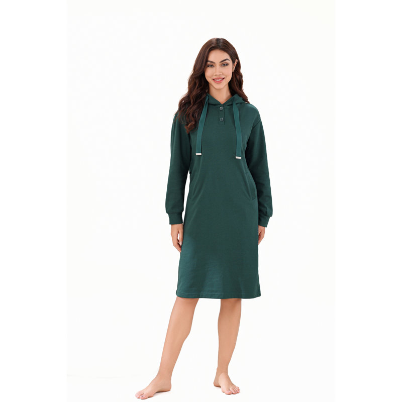 Peignoir en molleton de coton au-dessus du genou Nusaibah, S, Vert