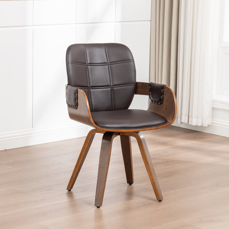 Braiden Swivel Faux Leather Dining Chair, Brown