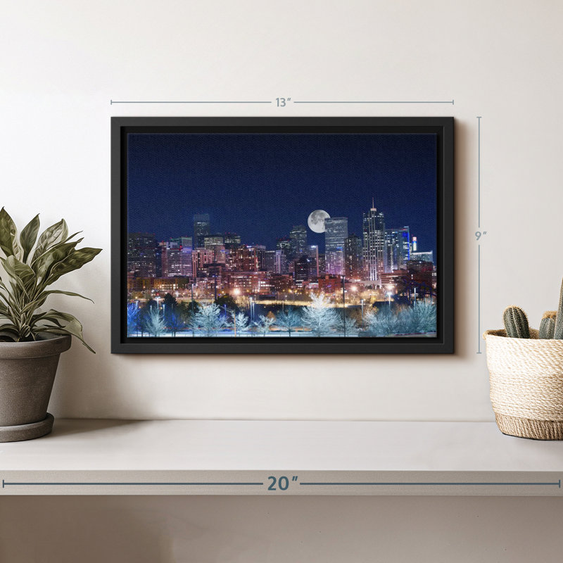 Impression sur toile Denver Full Moon Night, H 9 po x l 13 po