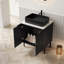 Meuble-lavabo autoportant de 24 po avec lavabo 24 po avec lavabo, comptoir en céramique noire et comptoir blanc Carrara