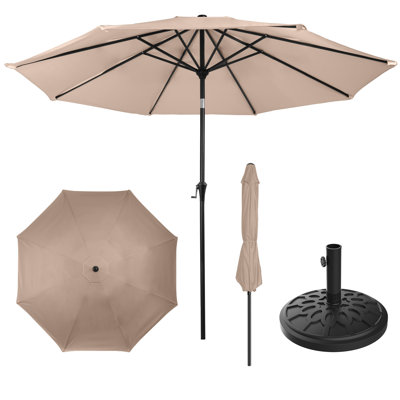 Parasol de patio rond de 10 pi avec base lestée de 19 lb - Inclinaison automatique, manivelle facile, parasol d'extérieur à auvent ventilé pour abat-jour - pour terrasse, balcon, porche, cour ou piscine par Pure Garden (beige)