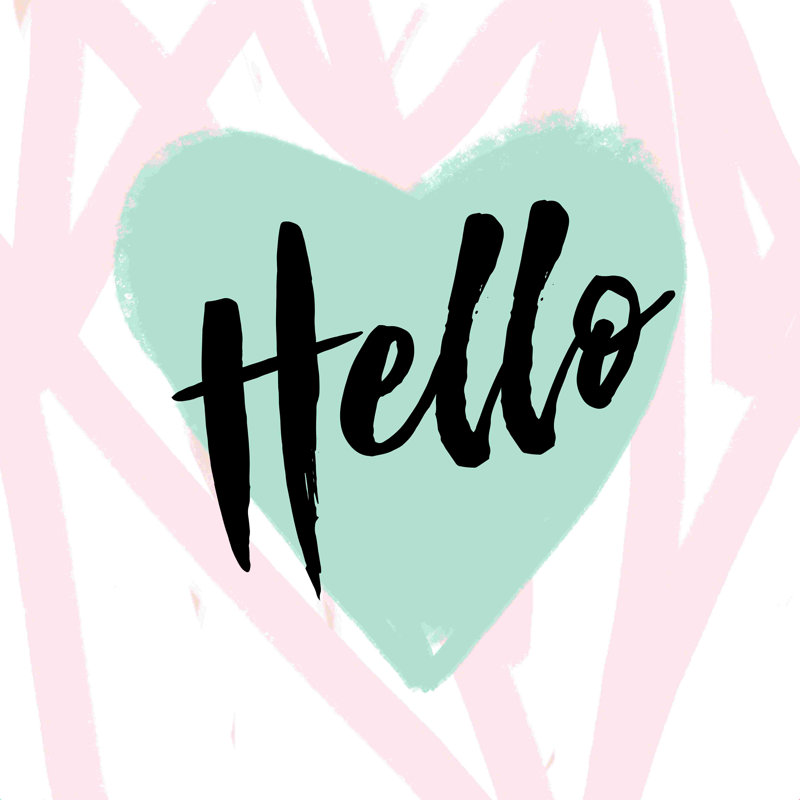 «Hello Heart Mint», art textuel sur toile tendue, H 12 po x l 12 po, Non, Toile tendue