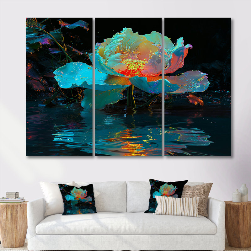 Ramet - ensemble d'art mural pivoine, Toile tendue, H 40 po x l 60 po x P 1 po