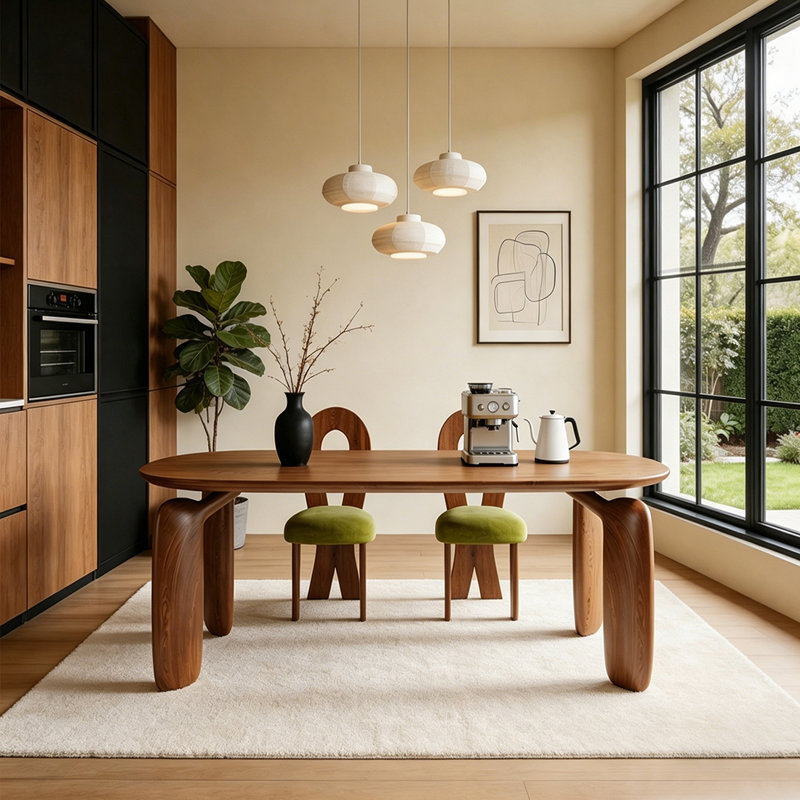 Nut-brown Oval Solid Wood Dining table