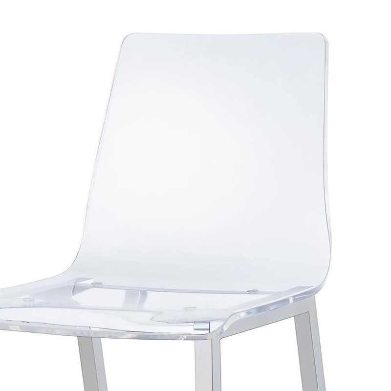Selmir Stool in Chrome and Clear, Counter Stool (24.5” Seat Height)