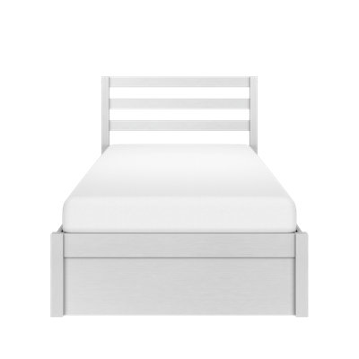 Bear Twin Platform Bed with Slat Headboard, Brushed White