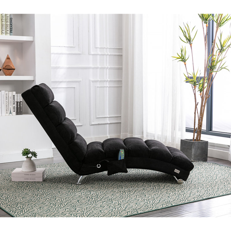 Upholstered Chaise Lounge, Black