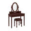Ensemble de meuble-lavabo avec miroir à angle réglable, table de maquillage rétro et tabouret rembourré, doublure en velours 5 tiroirs pour la chambre à coucher