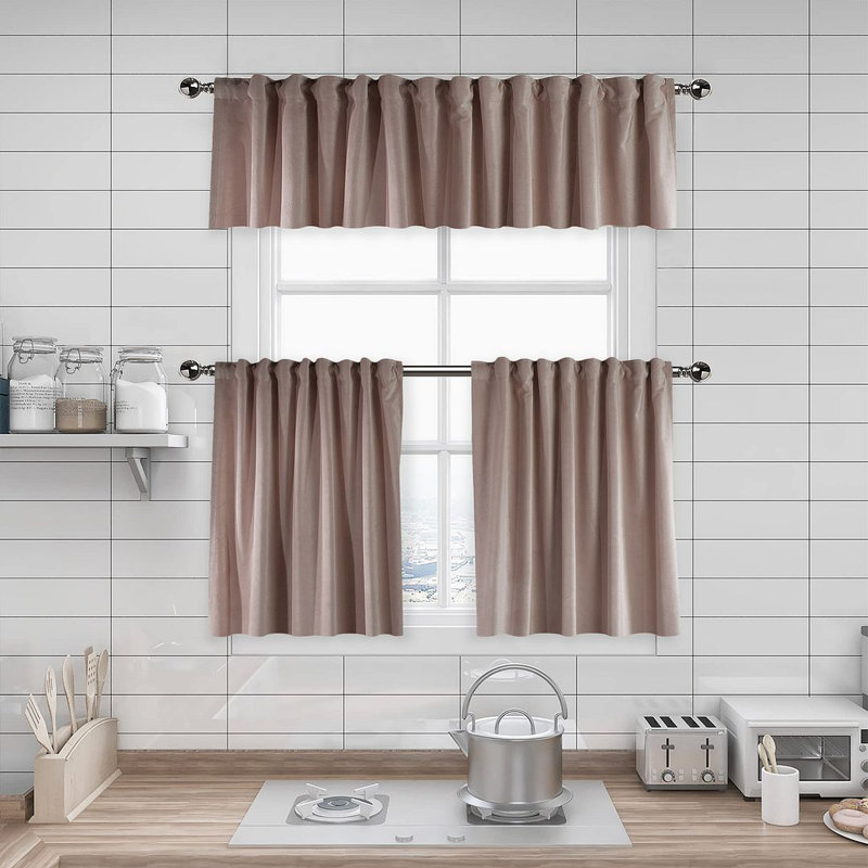 Soft Touch Velvet Kitchen Valance, 100 W x 60 D cm, 14 Salt
