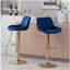 Repose-pieds chromé et base réglable en velours mécanique à hauteur réglable + tabouret de bar simple à pieds dorés, ensemble de 2