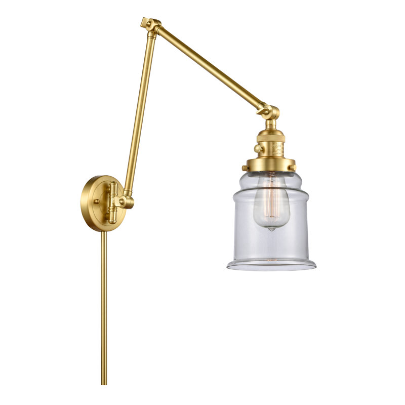 Galaviz Swing Arm Sconce, Clear, Satin Gold, Bulb Not Included