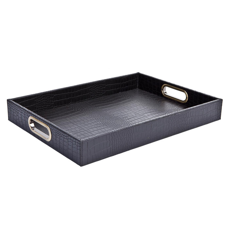 Ophelia & Co. Albaugh Polypropylene Plastic Platter, Black