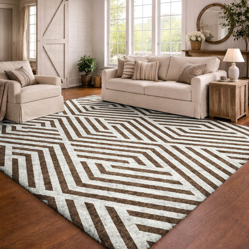 Premium Machine Washable Dream Shag ADS550 Geometric Rug, Lavender, 3' x 5'