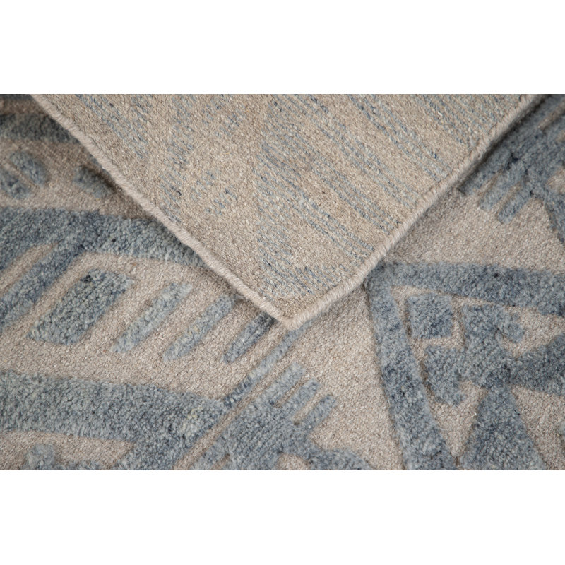 Bariloche Wool Geometric Area Rug in Blue, Rectangle 5' x 8'