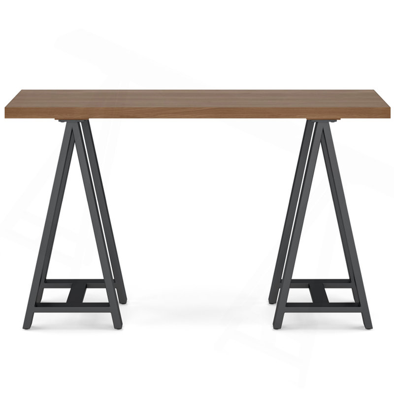 Solid Walnut Veneer and Metal Console Sofa Table - Walnut