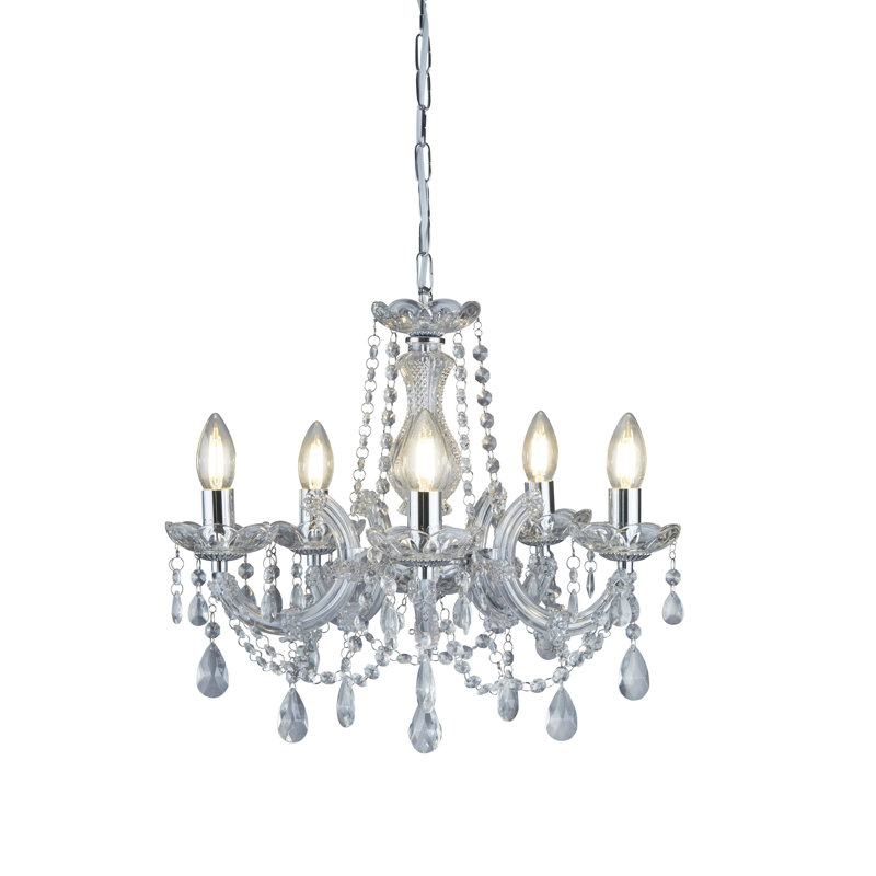 Kelly 5 - Light Candle Style Chandelier, Chrome