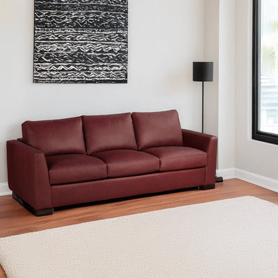 Mikyah 95'' Genuine Leather Flared Arm Sofa