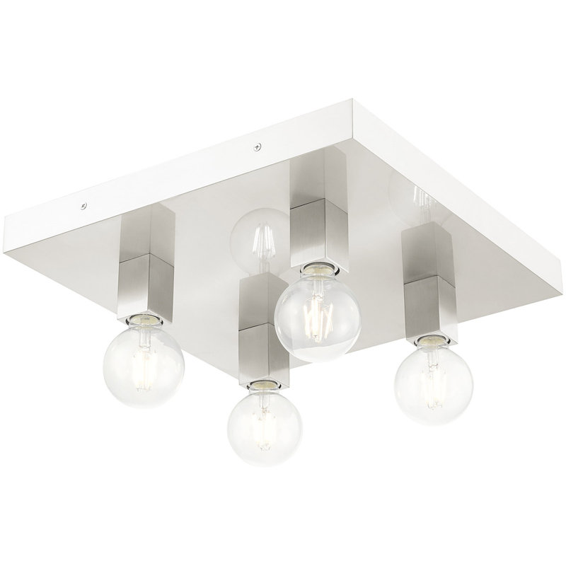 16 Sq. inch 4 Light Brushed Nickel Flush mount ceiling light with Stainless Steel base material