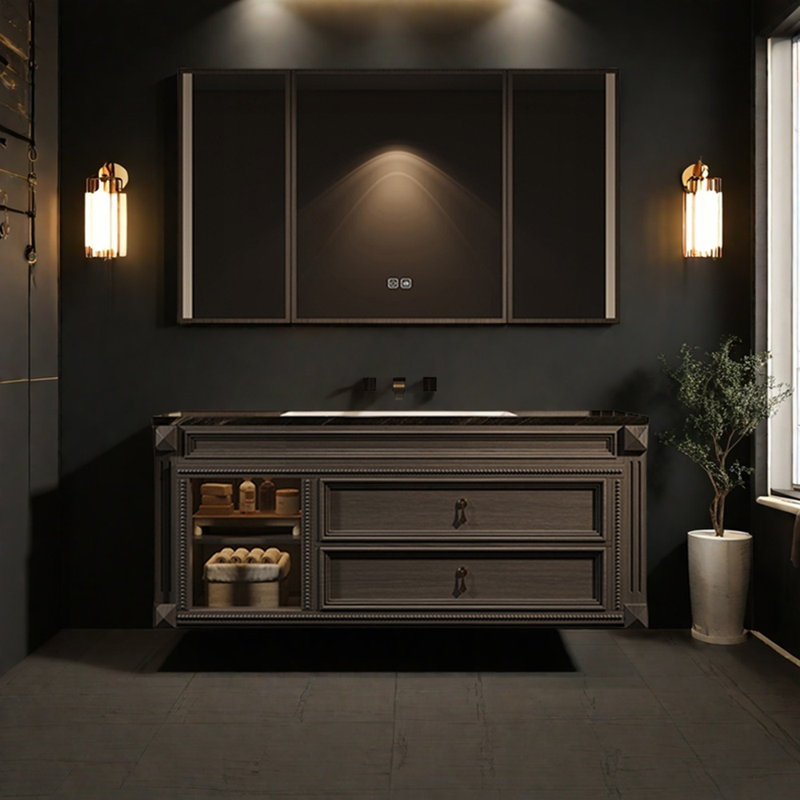 Retro high-end and simple bathroom cabinet, 21.6" H x 47.2" W x 21.6" D