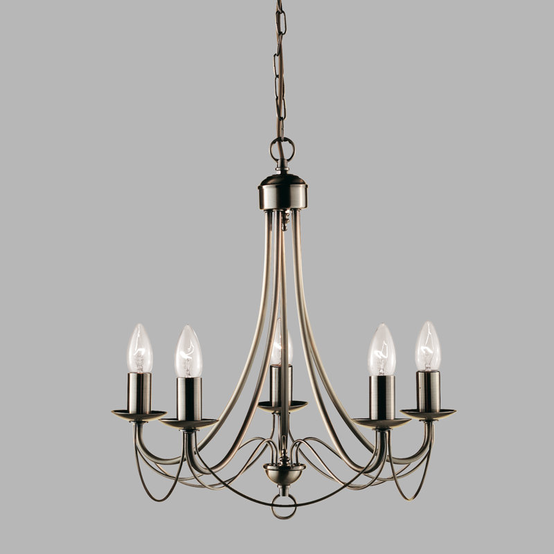 Georgetown Candle Style Chandelier, Antique Brass, 56cm W