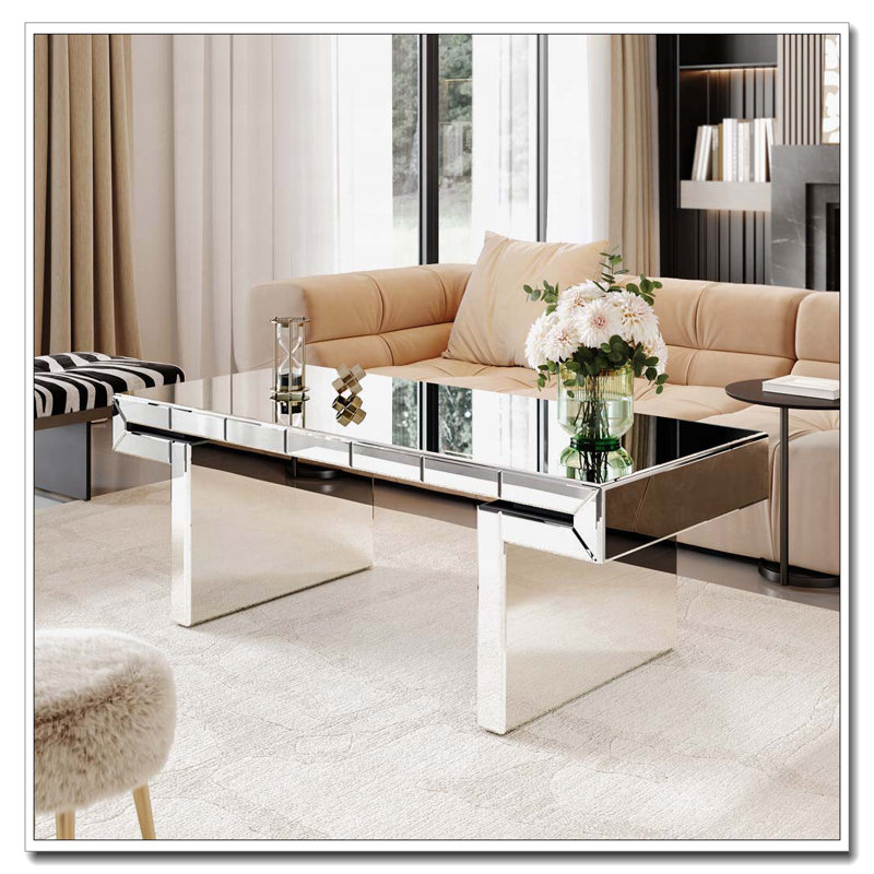 Table basse rectangulaire avec miroir