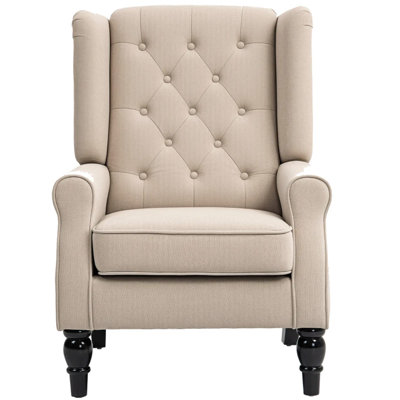 Chaise longue capitonnée à boutons, beige