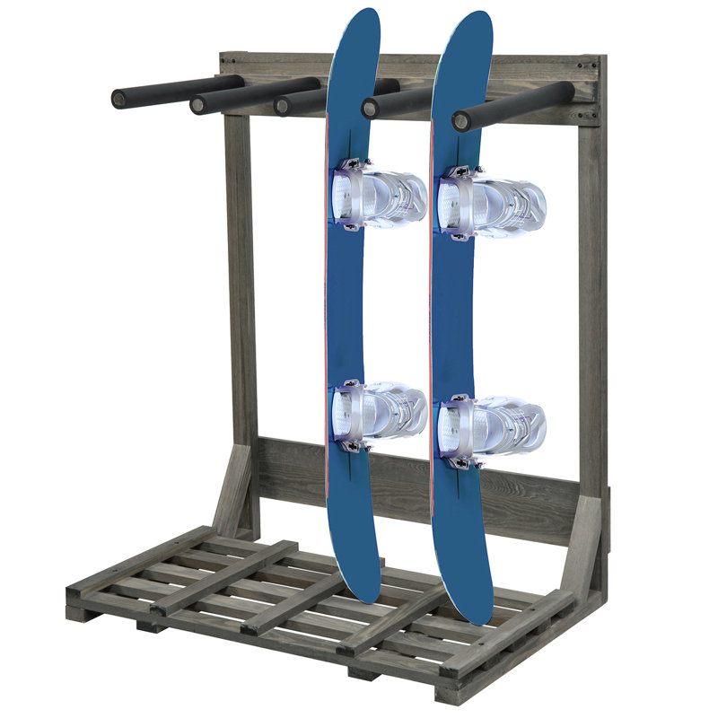 Wood Freestanding Ski/Snowboard Rack, Grey